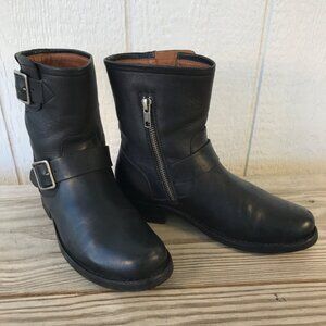 Frye Vicky Engineer Womens Black Leather Ankle Side Zip Boots 6.5 B 3478817BLK